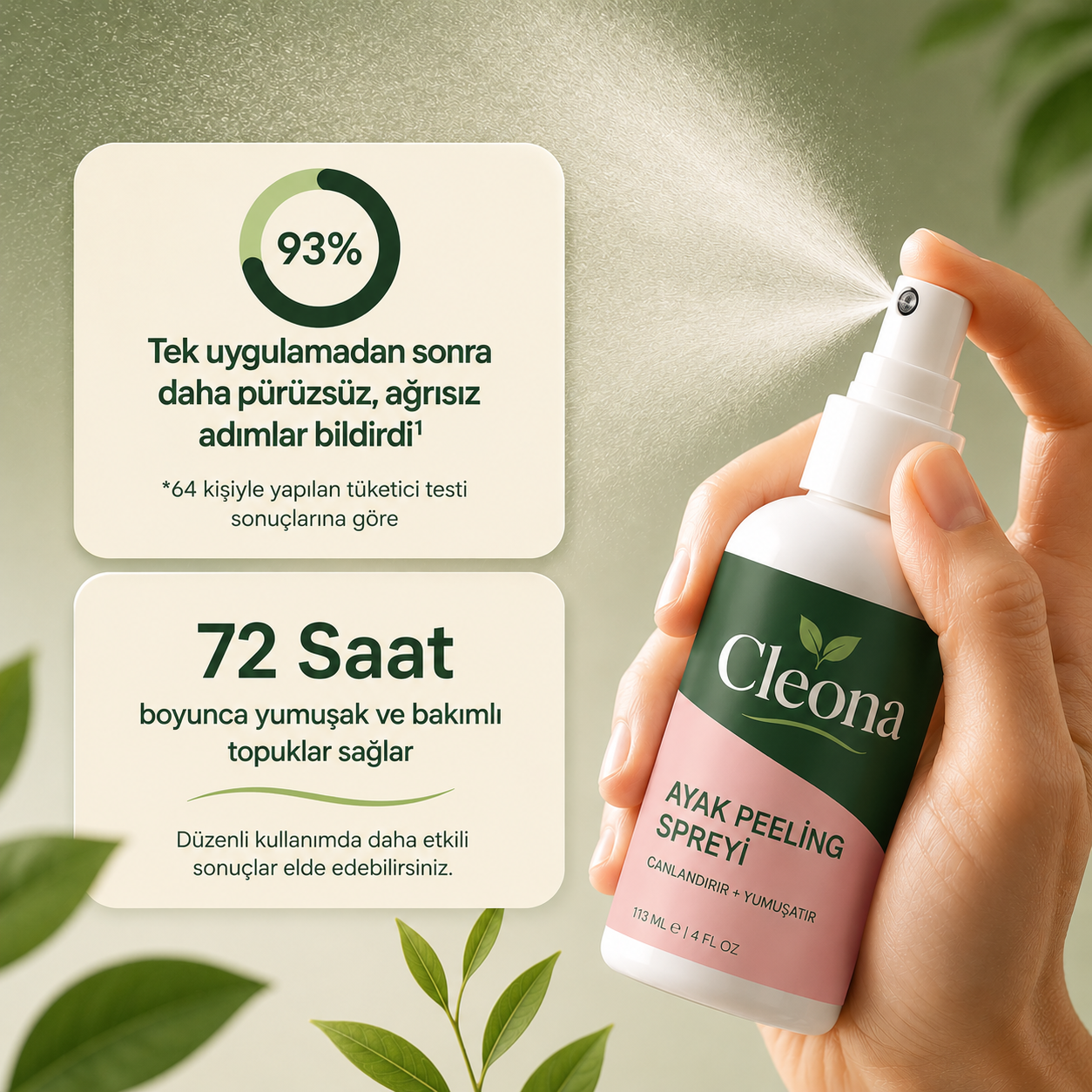 Cleona Anında Etkili Ayak Peeling Spreyi